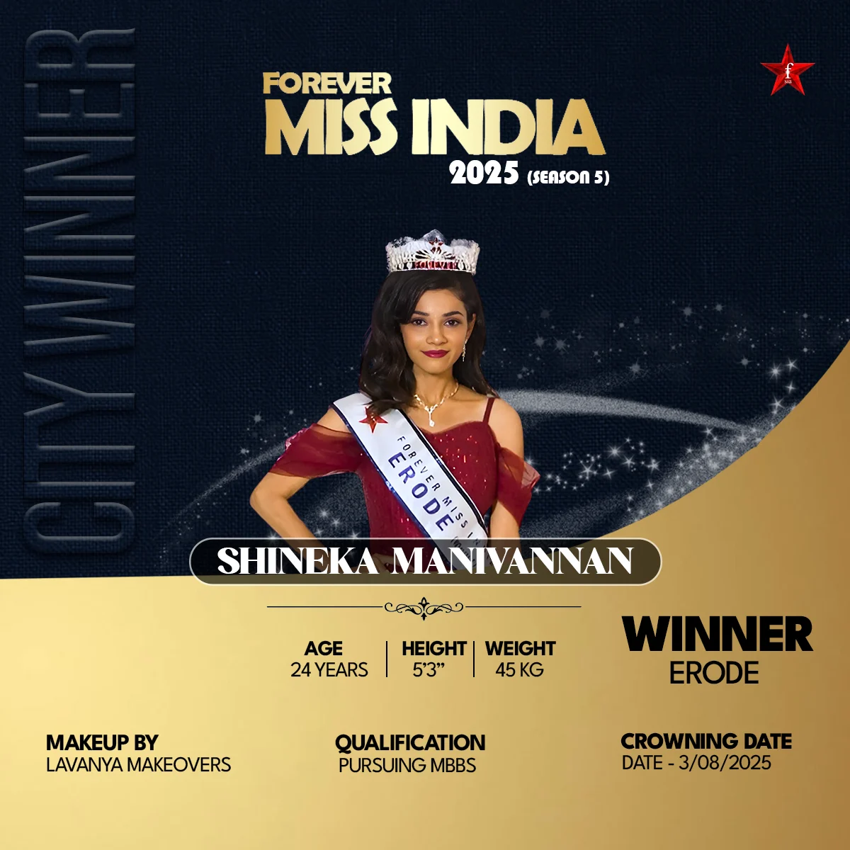 Shineka Manivannan Miss India Mobile Banner 2025 Shineka Manivannan Miss India Mobile Banner 2025