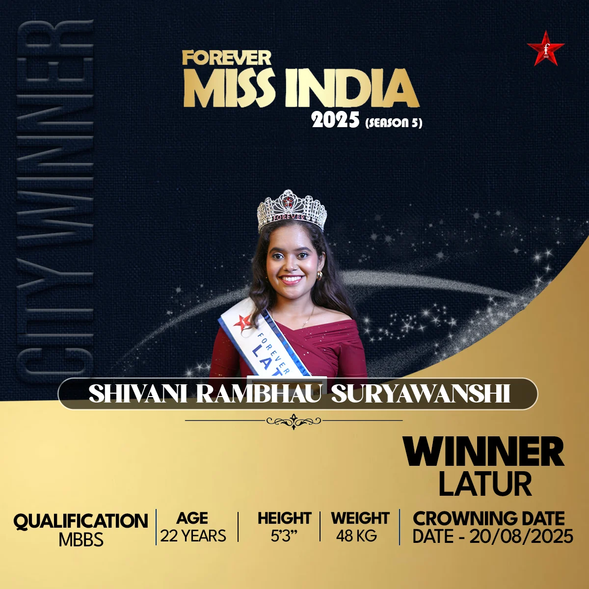 Shivani Rambhau Suryawanshi Miss India 2025 Mobile Banner