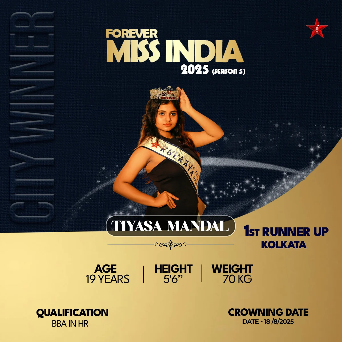 Tiyasa Mudagal Miss India 2025 Mobile Banner