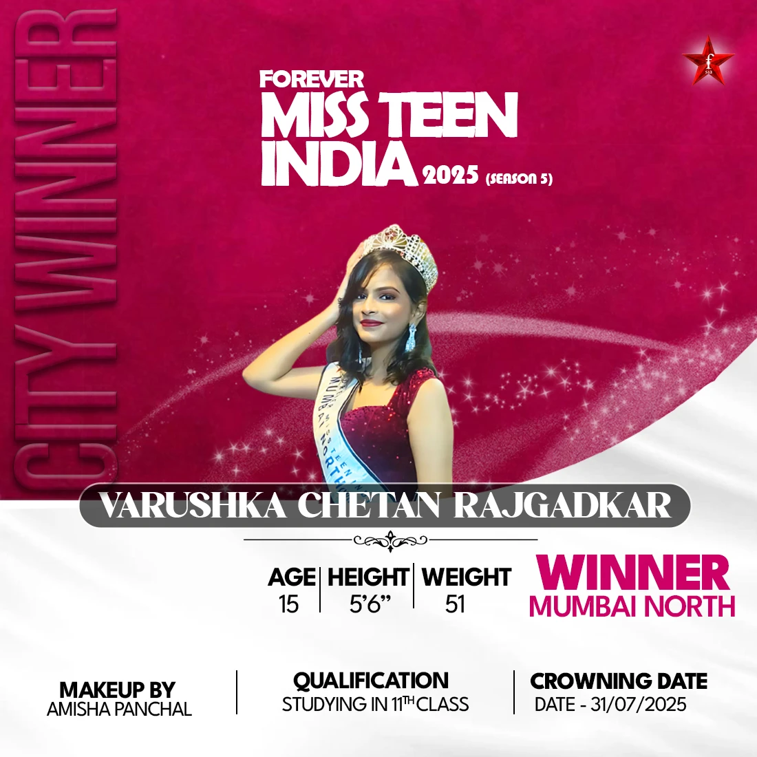 Varushka Chetan Rajgadkar Miss Teen India Mobile Banner