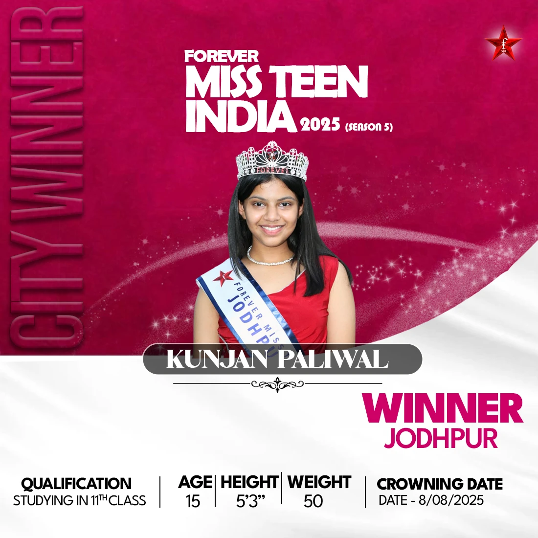 Kunjan Paliwal  Miss Teen India 2025 Mobile Banner