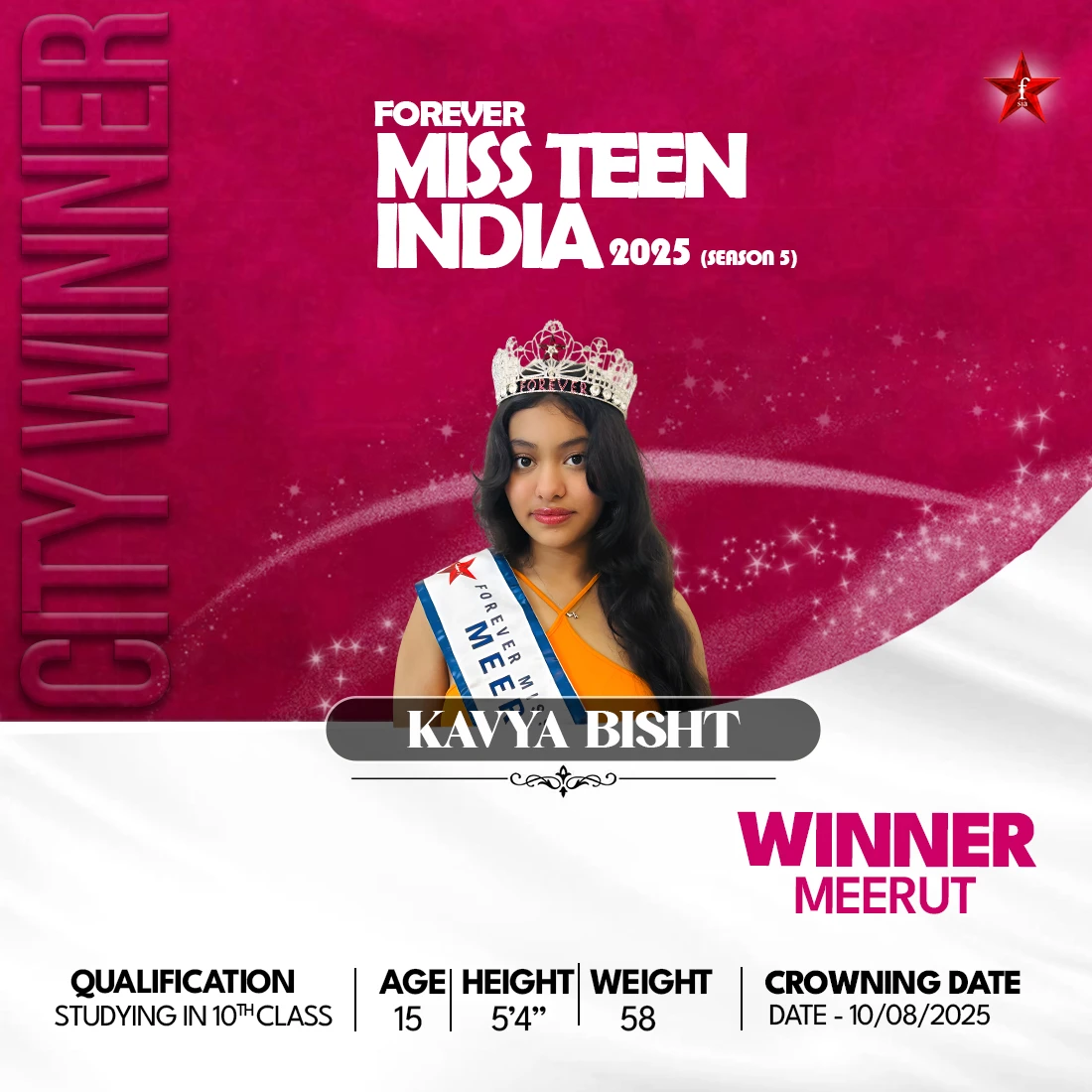Kavya Bisht Miss Teen India 2025 Mobile Banner