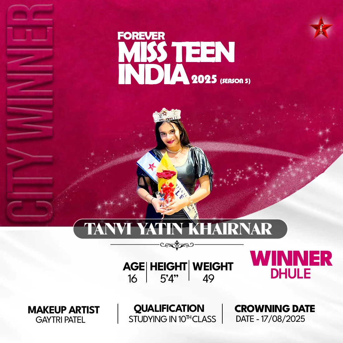 Tanvi Yatin Khairnar Miss Teen 2025 Mobile Banner