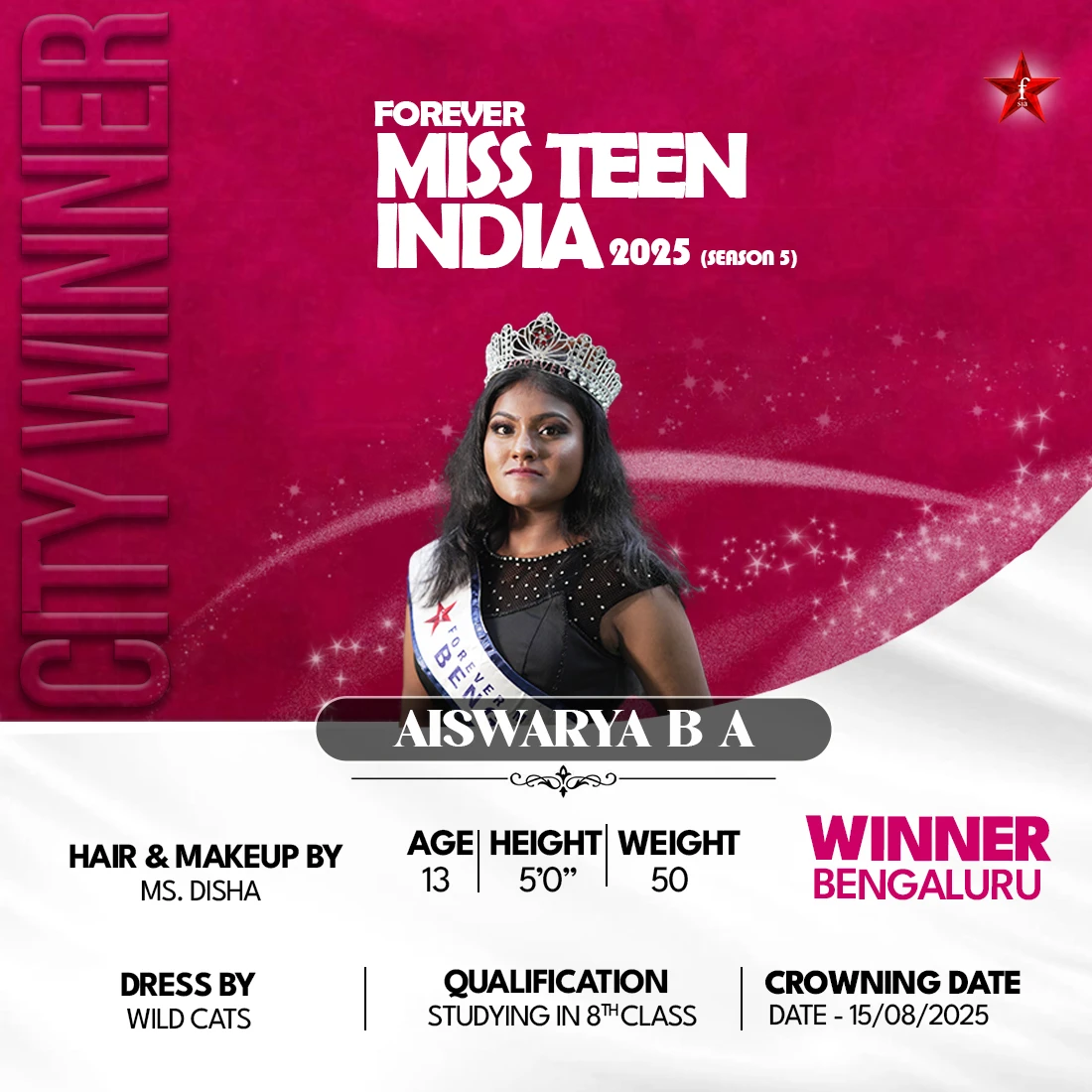 Aiswarya B A Miss Teen India Mobile Banner