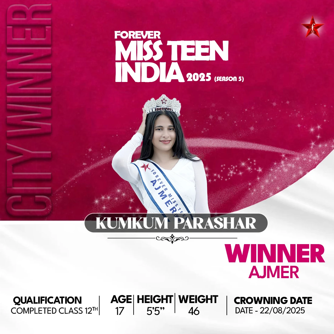 Kumkum Parashar Miss Teen India 2025 Mobile Banner