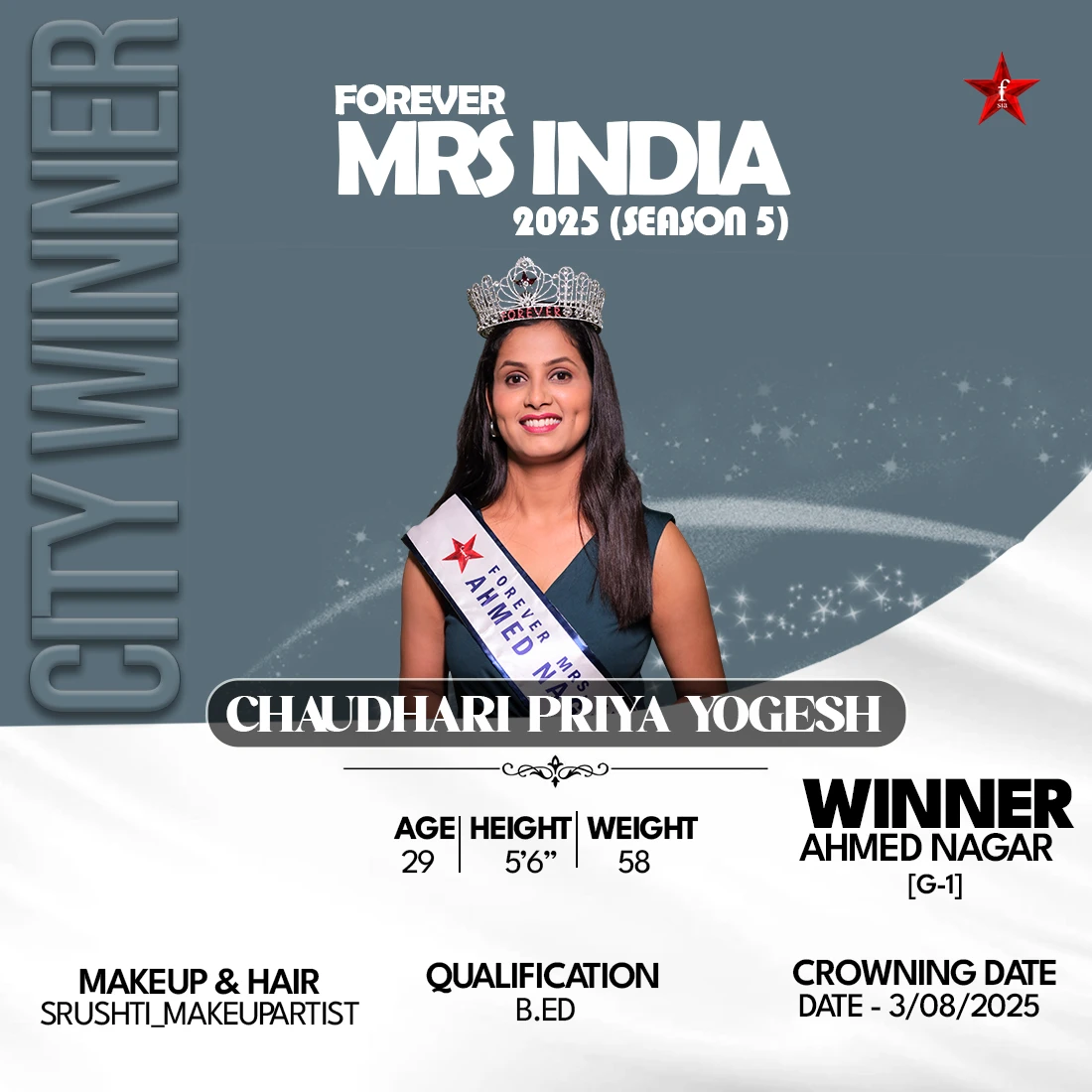 chaudhari priya yogesh mrs india mobile banner