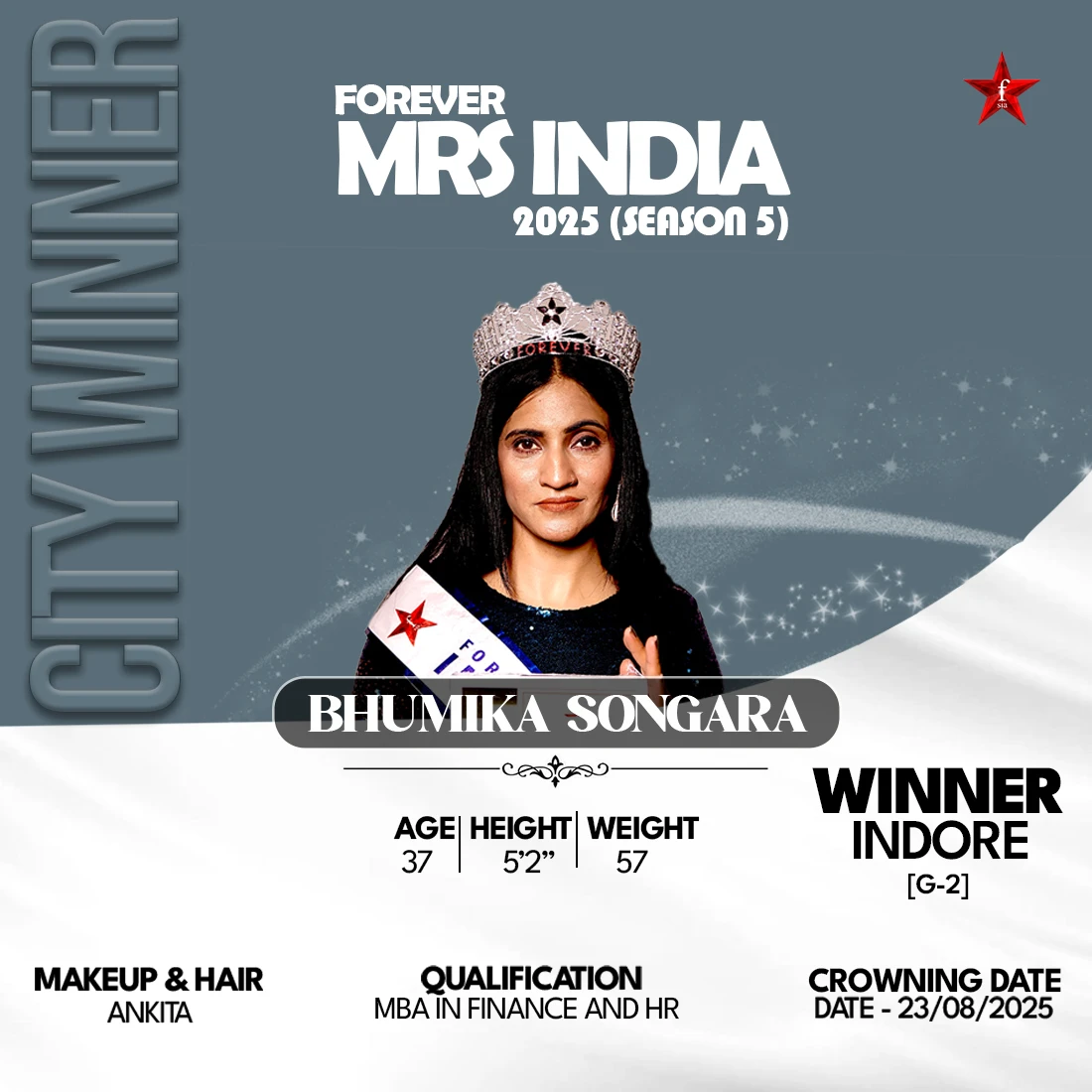Bhumika Songara Mrs India 2025 Mobile Banner