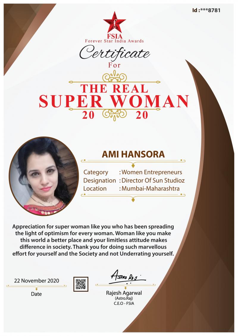 AMI : Awardee The Real Super Women Awards 2020 by FSIA