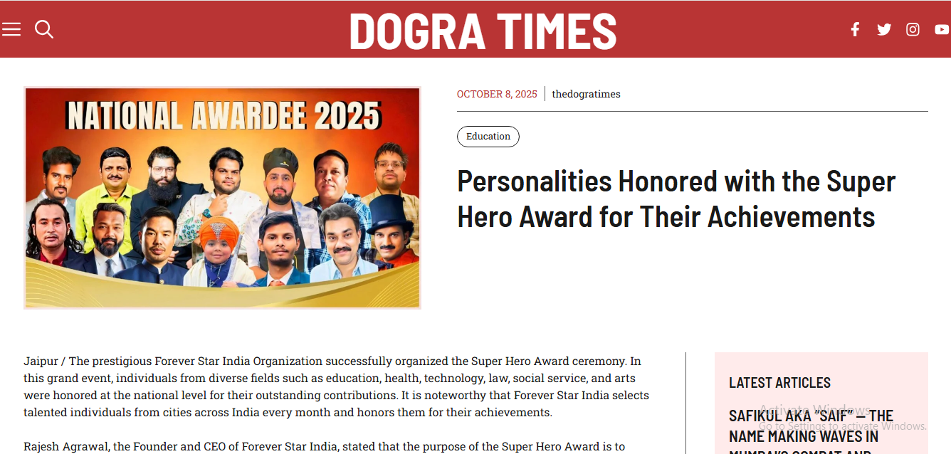 Personalities Honored with the Super Hero Award for Their Achievements