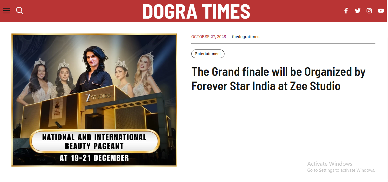 The Grand finale will be Organized by Forever Star India at Zee Studio