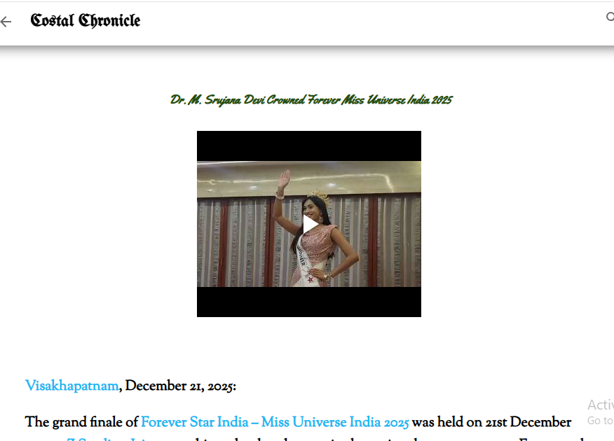 Dr. M. Srujana Devi Crowned Forever Miss Universe India 2025