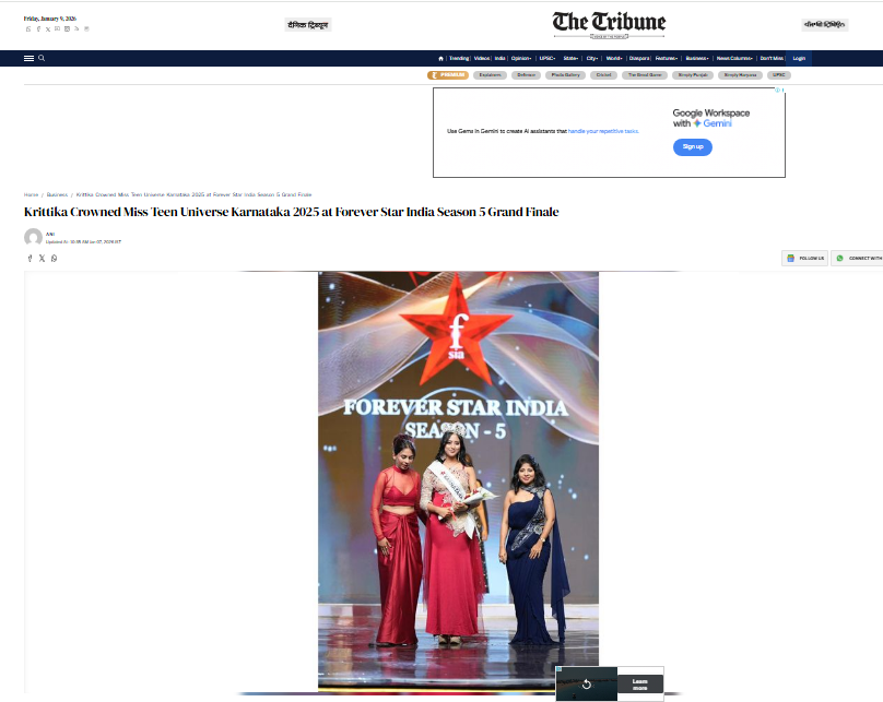 Krittika Crowned Miss Teen Universe Karnataka 2025 at Forever Star India Season 5 Grand Finale