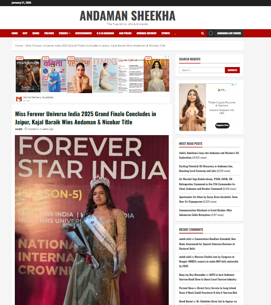 Miss Forever Universe India 2025 Grand Finale Concludes in Jaipur, Kajal Baraik Wins Andaman & Nicobar Title