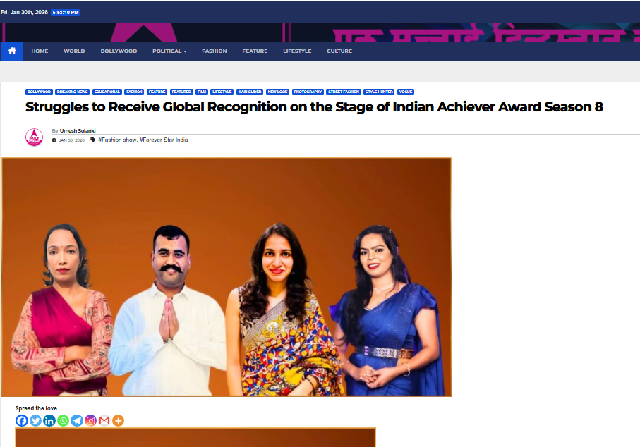 Struggles to Receive Global Recognition on the Stage of Indian Achiever Award Season 8