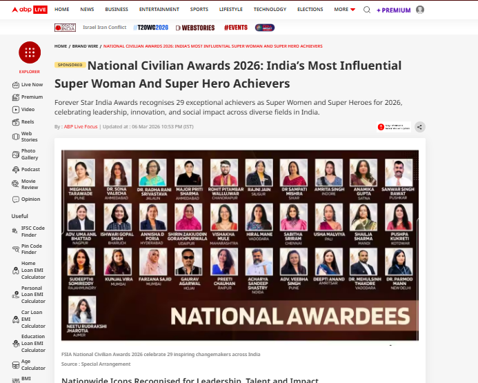 National Civilian Awards 2026: India’s Most Influential Super Woman And Super Hero Achievers